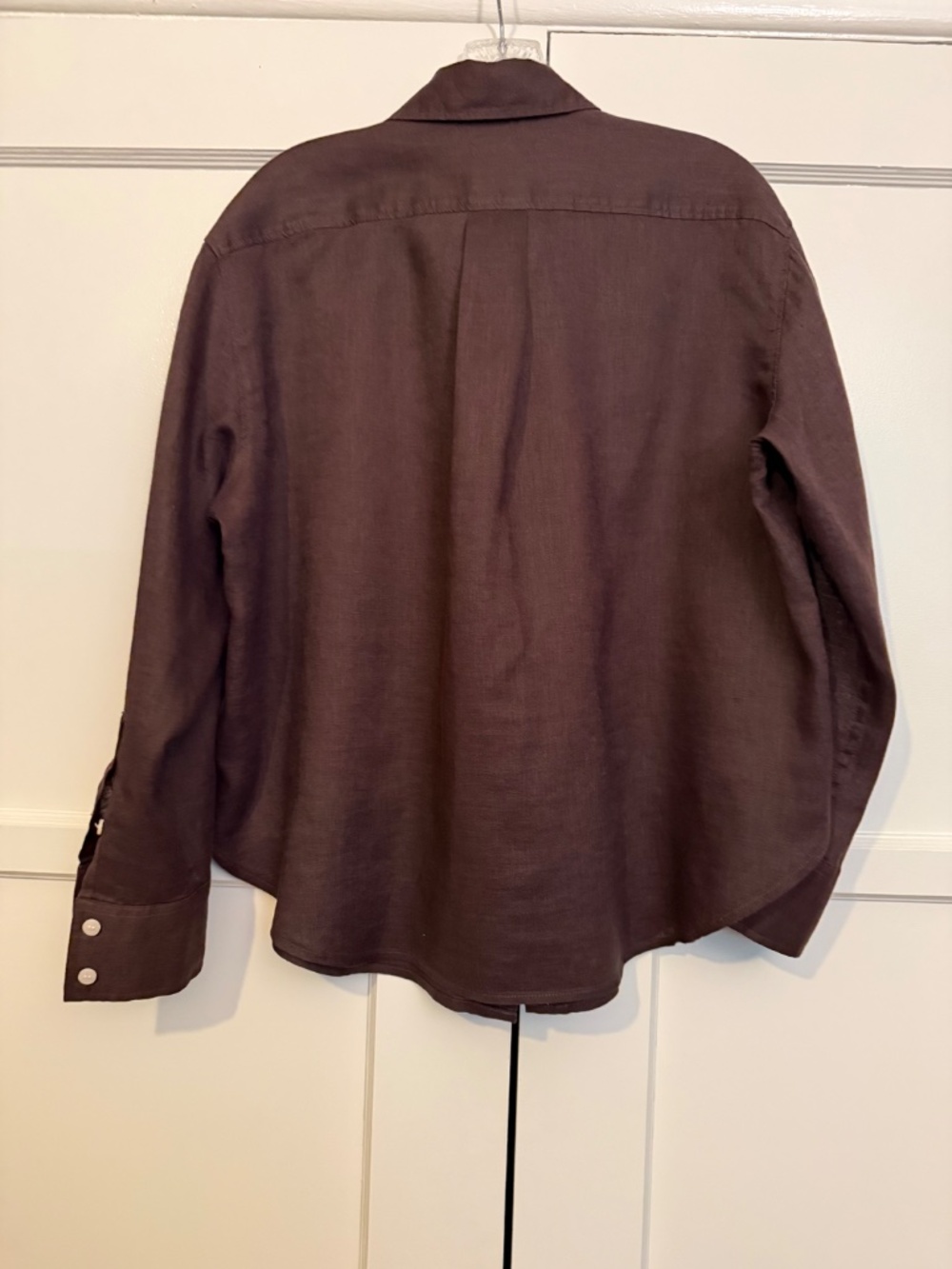 NWOT Gap 100% Linen Oversized Shirt Terra Brown Small Petite - Picture 6 of 9